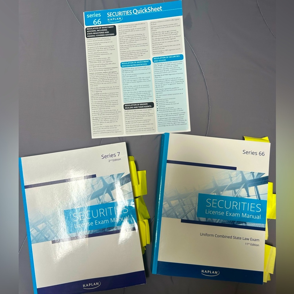 Kaplan Series 66 & 7 Exam Study Books with 66 QuickSheet